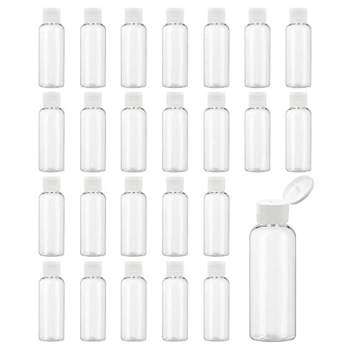 2 Oz Plastic Containers with Lids, Clear Travel Bottles for Toiletries Shampoo Refillable Travel Containers - Set of 25