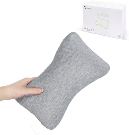 vocheer Small Pillows for Sleeping, 11"x7" Mini Travel Pillow, Tiny Pillows for Neck, Wrist, Lumbar and Knee, Pets Pillow, Cotton, Machine Washable,Light Grey-1PC