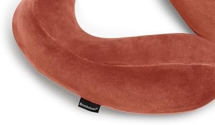 Brookstone Contoured Memory Foam Head and Neck Travel Pillow Ergonomic and Lightweight, Terra Cotta - Image 3