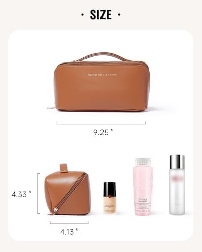 Travel Makeup Bag,Large Capacity Cosmetic Bags for Women,Waterproof Portable Pouch Open Flat Toiletry Bag Make up Organizer with Divider and Handle - Image 6