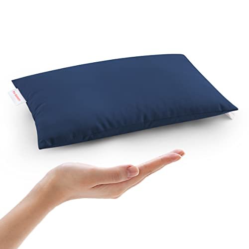 Pro Goleem Small Pillow 11’’x6’’x2.5’’ Small Pillows for Sleeping and Traveling Mini Pillow with Name Tag Tiny Pillow for Kids Pillow Neck Lumbar Knee Nap Pillow Pet Pillow, Navy Blue