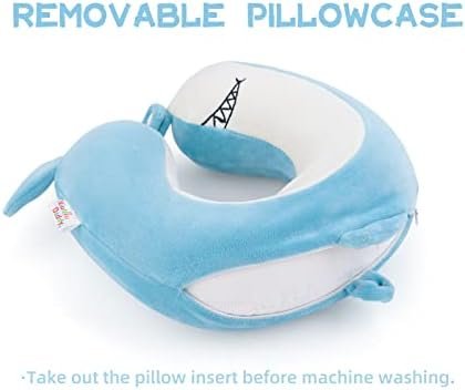 Niuniu Daddy Kids Travel Pillows for 3-8 Y/O -Soft Adjustable Memory Foam Neck Pillows for Airplane, Car Seat, Traveling - Blue Shark Kids Road Trip Essentials for Boys Girls - Shark Neck Pillow - Image 6