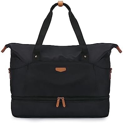 Missnine Expandable Weekender Bag for Women,Travel Duffel Bag 50L Carry on Overnight Bag with Shoes Compartment Gym Bag
