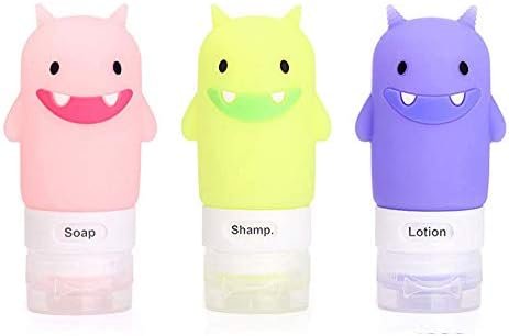 Travel Bottles Set for Liquids, TSA Approved Leak Proof Silicone Cosmetic Travel Containers, for Shampoo, Conditioner, Lotion, Toiletries 2OZ (Monster)