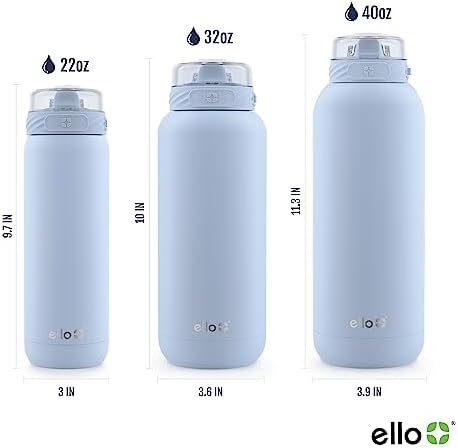 Ello Cooper 32oz Stainless Steel Water Bottle with Straw and Carry Handle, Double Walled and Vacuum Insulated Metal, Leak Proof Locking Lid with Soft Silicone Spout, Reusbale, BPA Free, Halogen Blue - Image 4