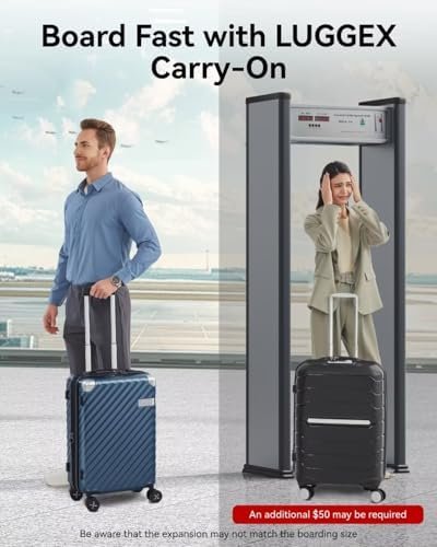 LUGGEX Carry On Luggage 22x14x9 Airline Approved - 35L Polycarbonate Expandable Hard Shell Suitcase with Spinner Wheels (Black, 20 Inch) - Image 3