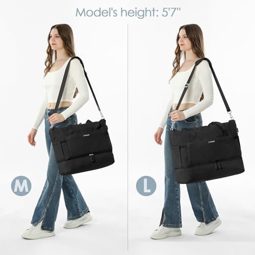 ETRONIK Gym Bag for Women, Travel Duffel Bag with USB Charging Port, Weekender Overnight Bag with Wet Pocket and Shoes Compartment for Women, Travel, Gym, Yoga (Black) - Image 6