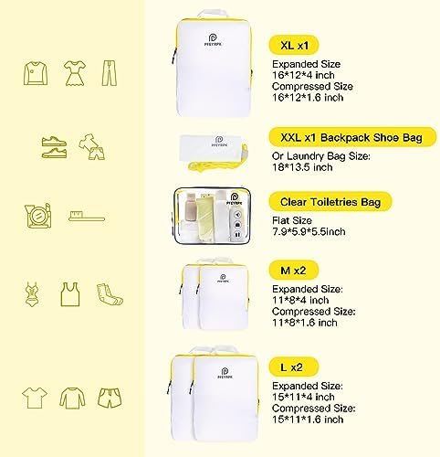 Lightweight Compression Packing Cubes for Suitcases, Compressible Expandable Travel Packing Organizer with Clear Toiletries and Backpack Bag, Travel Essentials for Carry on Luggage 7 Set - Image 6