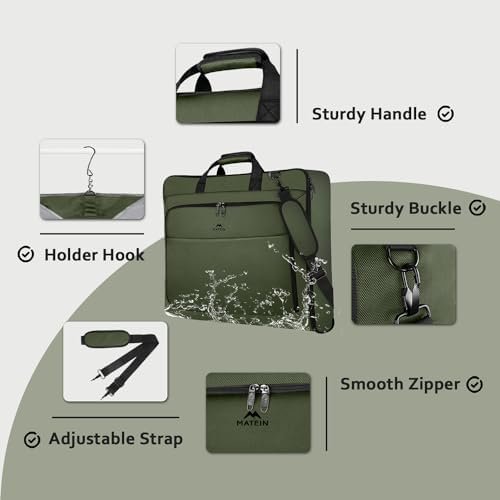 MATEIN Travel Garment Bag, Large Convertible Carry On Suit Bag with Adjustable Shoulder Strap, Waterproof 2 in 1 Hanging Luggage Bag for Men Women, Foldable suitcase for Business Trips, Green - Image 4