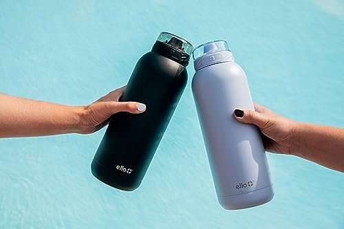 Ello Cooper 32oz Stainless Steel Water Bottle with Straw and Carry Handle, Double Walled and Vacuum Insulated Metal, Leak Proof Locking Lid with Soft Silicone Spout, Reusbale, BPA Free, Halogen Blue - Image 9