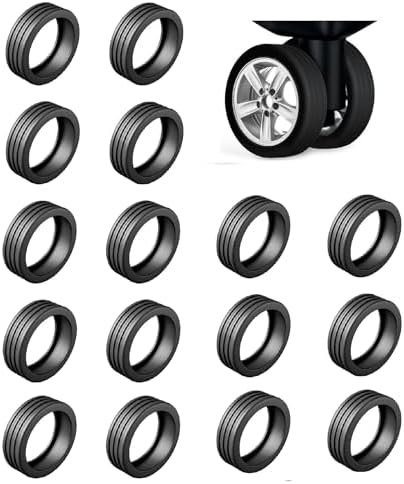 16Pcs Luggage Wheel Covers, Luggage Suitcase Wheels Protector Covers, Luggage Caster Silicone Cover, Carry on Luggage Wheel Protective Covers for Most Luggage Wheel (BLACK)