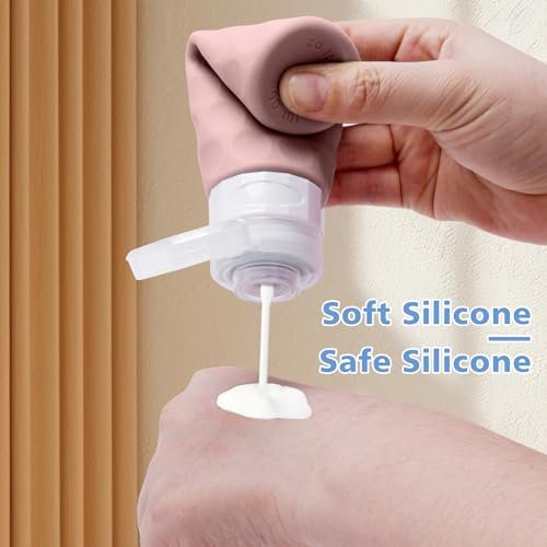 Travel Bottles for Toiletries, 4pcs Tsa Approved 3oz Travel Size Containers, BPA Free Leak Proof Premium Silicone Travel Bottles, Refillable Liquid Travel Accessories W/Toiletry Bag(Apricot) - Image 5