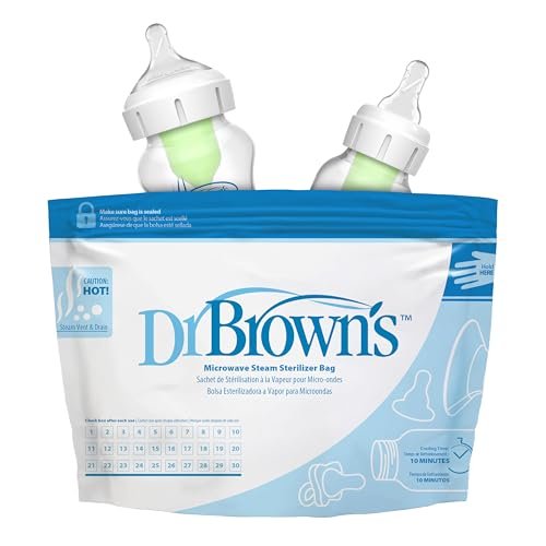 Dr. Brown's Microwave Steam Sterilizer Bags for Baby Bottles, Pacifiers, Pump Parts and Accessories, Travel Baby Bottle Sterilizer, 30 Uses per Bag, 5-Pack - Image 9
