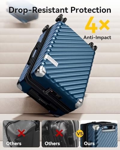 LUGGEX Carry On Luggage 22x14x9 Airline Approved - 35L Polycarbonate Expandable Hard Shell Suitcase with Spinner Wheels (Black, 20 Inch) - Image 4