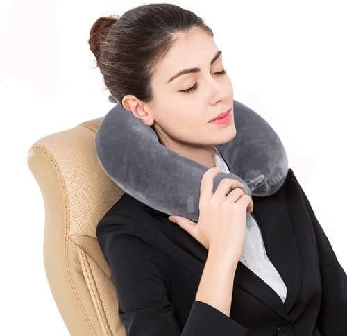 Travel Pillow, Memory Foam Neck Pillow- Head Neck Support Airplane Pillow for Traveling, Car, Home, Office,Super Lightweight Portable Headrest (Gray) - Image 7