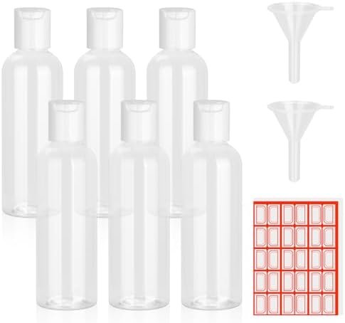 Travel Bottles for Toiletries-6 Pack 3.4oz TSA Approved Travel Size Containers Leak Proof Travel Shampoo Bottles Squeezable Empty Plastic Toiletry Bottles Small Travel Essentials(Clear)
