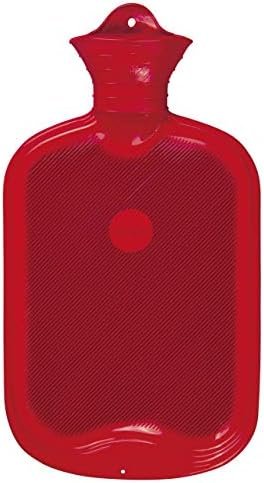 Classic Rubber Hot Water Bottle with Hanging Hole, Holds 2 Liters, Red
