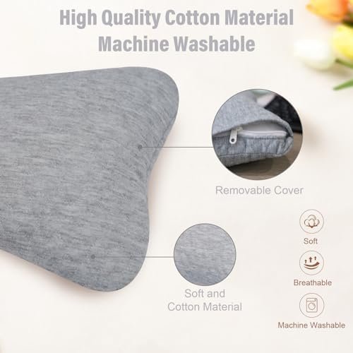 vocheer Small Pillows for Sleeping, 11"x7" Mini Travel Pillow, Tiny Pillows for Neck, Wrist, Lumbar and Knee, Pets Pillow, Cotton, Machine Washable,Light Grey-1PC - Image 2