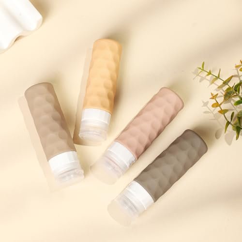 Travel Bottles for Toiletries, 4pcs Tsa Approved 3oz Travel Size Containers, BPA Free Leak Proof Premium Silicone Travel Bottles, Refillable Liquid Travel Accessories W/Toiletry Bag(Apricot) - Image 7