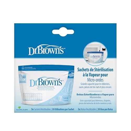 Dr. Brown's Microwave Steam Sterilizer Bags for Baby Bottles, Pacifiers, Pump Parts and Accessories, Travel Baby Bottle Sterilizer, 30 Uses per Bag, 5-Pack - Image 8
