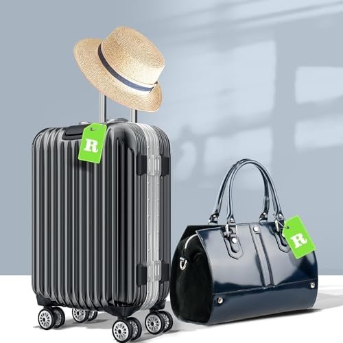 Gostwo 2 Pack Silicone Luggage Tags for Suitcases, 26 Initial Letter Baggage Labels Handbag School Bag Suitcase Instrument Tag with Stainless Steel Loop(Green)(Letter R) - Image 7