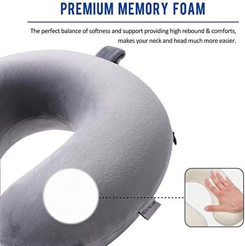 Travel Pillow, Memory Foam Neck Pillow- Head Neck Support Airplane Pillow for Traveling, Car, Home, Office,Super Lightweight Portable Headrest (Gray) - Image 8