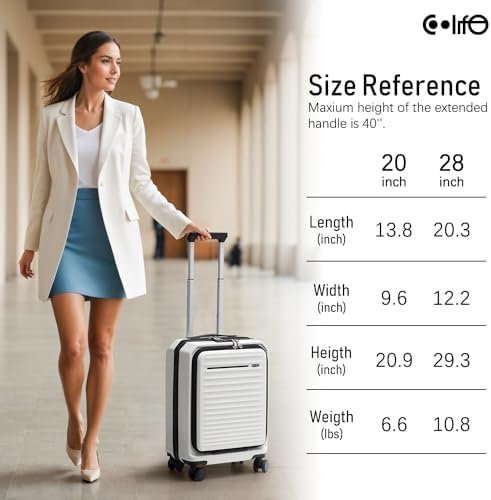 Coolife Luggage Suitcase Piece Set Carry On Hardside ABS+PC Luggage Spinner Trolley TSA Lock USB Port Pocket Compartment - Image 7