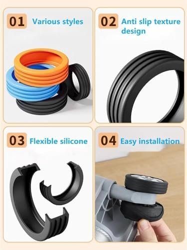 16Pcs Luggage Wheel Covers, Luggage Suitcase Wheels Protector Covers, Luggage Caster Silicone Cover, Carry on Luggage Wheel Protective Covers for Most Luggage Wheel (BLACK) - Image 4