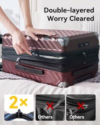 LUGGEX Carry On Luggage 22x14x9 Airline Approved - 35L Polycarbonate Expandable Hard Shell Suitcase with Spinner Wheels (Black, 20 Inch) - Image 6