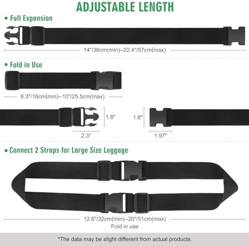 2PCS Add a Bag Luggage Straps for Suitcase, Adjustable Suitcase Strap, Travel Accessories Travel Attachment for Connecting Two Suitcases or Smaller Packages Together -Black - Image 3