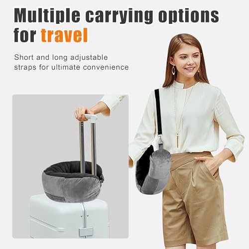 [2024 New Upgrade] 2-Pack Stuffable Travel Neck Pillow, Travel Pillow for Extra Luggage, Double-Sided Material Stuffable Pillow for All Seasons, Travel Essentials, No Filler - Image 4