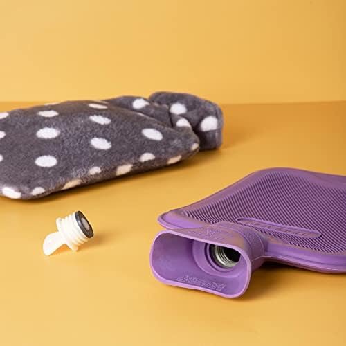 HomeTop Premium Classic Rubber Hot or Cold Water Bottle with Soft Fleece Cover (2 Liters, Purple) - Image 3