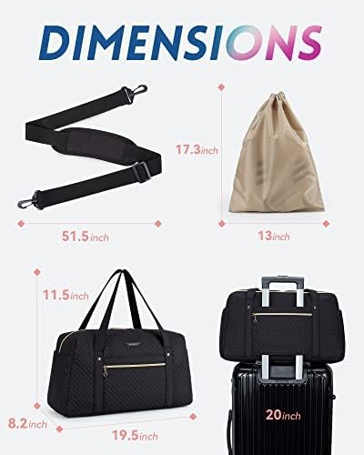 BAGSMART Travel Duffle Bag 31L Quilted Weekender Overnight Bag for Women, Large Carry On Airport Bag with Wet Pocket & Shoe Bag for Travel, Business Trips, Sports (Black-Basic version) - Image 5