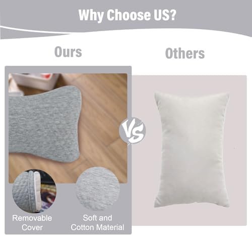 vocheer Small Pillows for Sleeping, 11"x7" Mini Travel Pillow, Tiny Pillows for Neck, Wrist, Lumbar and Knee, Pets Pillow, Cotton, Machine Washable,Light Grey-1PC - Image 3