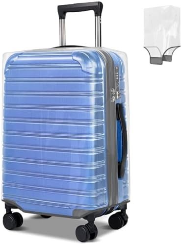 20 inch Clear Luggage Cover for Suitcase Tsa Approved Thicken PVC Plastic Suitcase Protector Cover for Baggage Travel Waterproof.