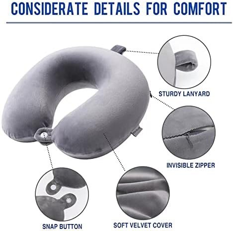 Travel Pillow, Memory Foam Neck Pillow- Head Neck Support Airplane Pillow for Traveling, Car, Home, Office,Super Lightweight Portable Headrest (Gray) - Image 6