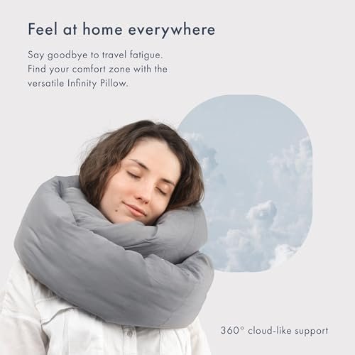 Infinity Pillow - Travel Neck Pillow - Versatile Soft 360 Support Scarf - Machine Washable - Home Travel Flight Road Trips (Grey) - Image 2