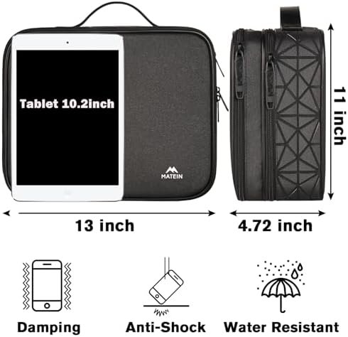 MATEIN Cord Organizer Bag, Large Electronics Organizer Travel Case Cable Storage for Electronic Accessories, Shockproof Portable Double Layer Tech Bags for Power Bank, Charging, Tablet(Up to 12.9inch) - Image 4