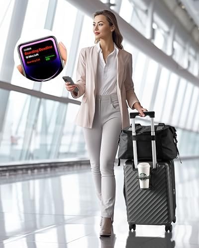 LUGGEX Carry On Luggage with Cup Holder and Front Pocket, Expandable PC Hard Shell Suitcase 2 Piece (Blue, 20/Tote) - Image 6