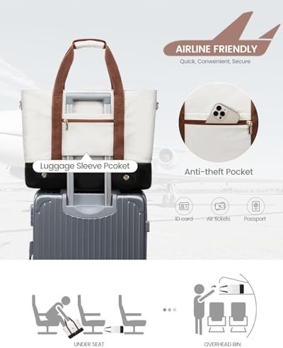 LOVEVOOK Travel Duffle Bag, Weekender Bags for Women with Shoes Compartment, Gym Duffel Bag Carry on Overnight Travel Bags with Toiletry Bag, Tote Hospital Bag for Women Labor Delivery, 3Pcs Set - Image 5