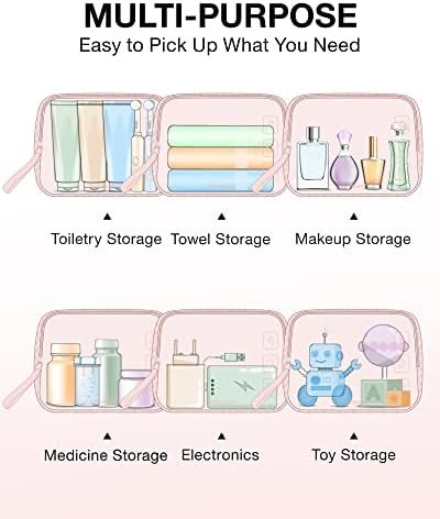 BAGSMART TSA Approved Toiletry Bag, 2 Pack Clear Makeup Cosmetic Bag Organizer, Quart Size Travel Bag for Toiletries, Carry-on Travel Accessories Essentials - Pink - Image 4