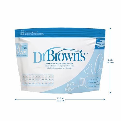 Dr. Brown's Microwave Steam Sterilizer Bags for Baby Bottles, Pacifiers, Pump Parts and Accessories, Travel Baby Bottle Sterilizer, 30 Uses per Bag, 5-Pack - Image 13