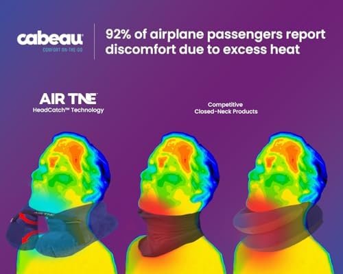 Cabeau Air TNE Inflatable Travel Neck Pillow Lightweight Inflatable Core, Customized Fit, Adjustable Chin Strap, with Compact Carrying Case for Comfort On-The-Go (Midnight Black) - Image 2