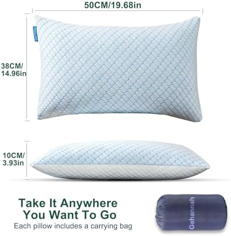 Gehannah Travel Pillow - Large Size Compressible Camping Pillow for Sleeping, Shredded Memory Foam Pillow with Storage Bag Compact Supportive, Pillow for Adults Kids Outdoor Backpacking Hiking Gear - Image 3