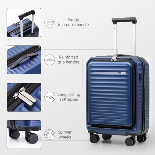 Coolife Luggage Suitcase Piece Set Carry On Hardside ABS+PC Luggage Spinner Trolley TSA Lock USB Port Pocket Compartment - Image 6