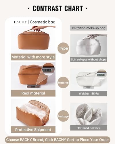 Travel Makeup Bag,Large Capacity Cosmetic Bags for Women,Waterproof Portable Pouch Open Flat Toiletry Bag Make up Organizer with Divider and Handle - Image 4