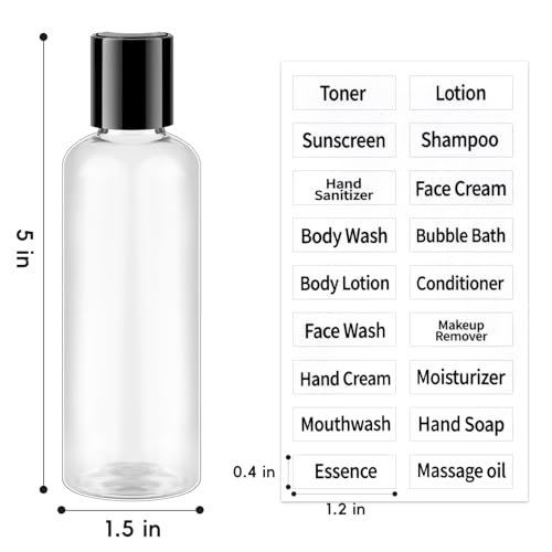 TUZAZO 10 Pack 3.4 oz Travel Bottles for Toiletries TSA Approved Leakproof Travel Size Containers Empty Small Plastic Shampoo Lotion Bottles with Labels (Clear) - Image 2