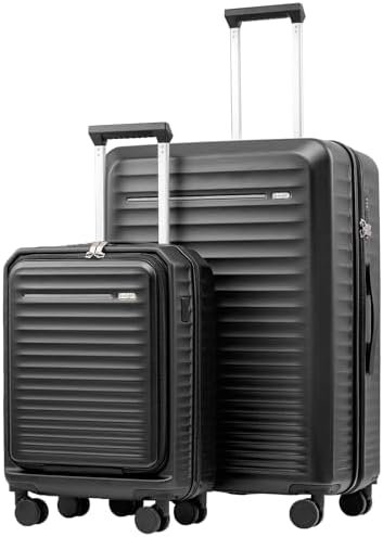 Coolife Luggage Suitcase Piece Set Carry On Hardside ABS+PC Luggage Spinner Trolley TSA Lock USB Port Pocket Compartment