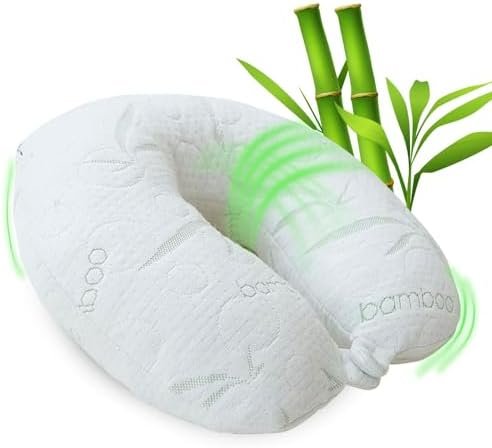 White Travel Pillows for Airplanes, Rayon Neck Pillow for Proper Support, Best Rated Travel Pillows with Cooling Memory Foam, Neck Pillows for Sleeping Travel, Airplane Headrest Pillow