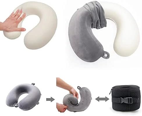 Travel Pillow, Memory Foam Neck Pillow- Head Neck Support Airplane Pillow for Traveling, Car, Home, Office,Super Lightweight Portable Headrest (Gray) - Image 3